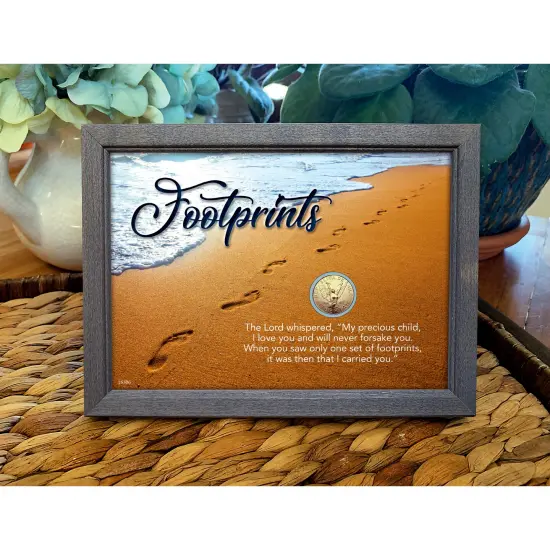 Footprints With Angel Coin in 5x7 Frame {2}