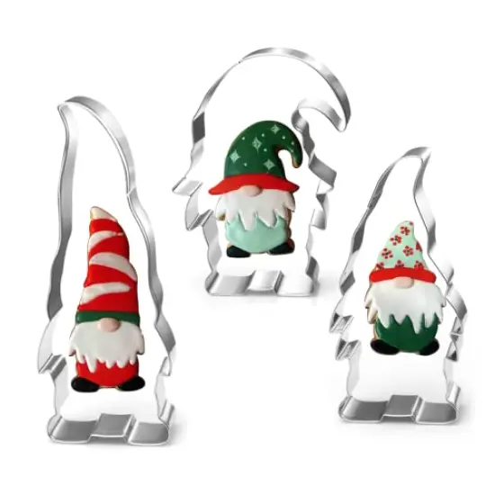 Gnome Cookie Cutter Set-5.3" 4.5" 4.3"-3-Pieces-Holiday Cookie Cutters Fondant Biscui Cutters {2}