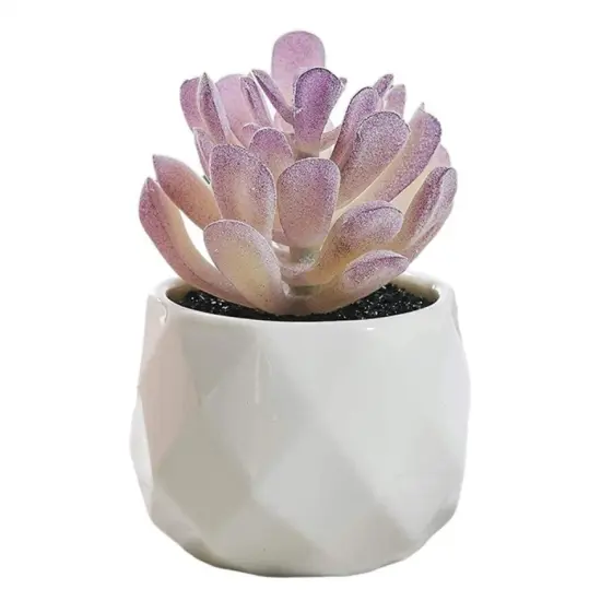 Mini Purple Fake Plants for Women Desk Faux Succulents in Pots Small Realistic Artificial Succulents for Home Office Decor {5}