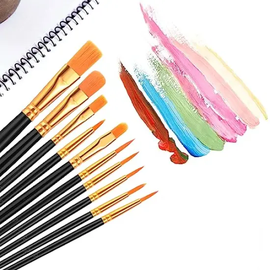 Acrylic Paint Brush Set, (20 Packs /200 pcs) Nylon Hair Brushes for Oil and Watercolor, Perfect Suit of Art Painting, Best Gift for Painting, Black {3}