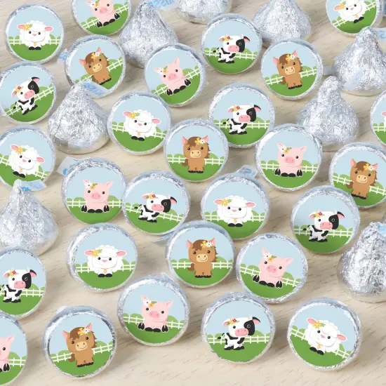 Big Dot of Happiness Girl Farm Animals - Pink Barnyard Baby Shower or Birthday Party Small Round Candy Stickers - Party Favor Labels - 324 Count {1}