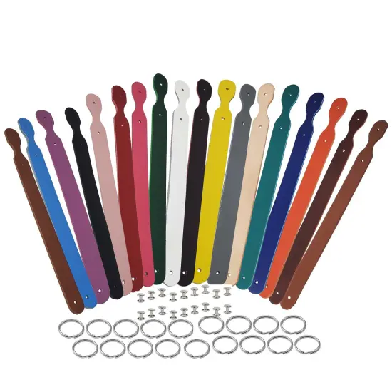 Blank Leather Keychains &ndash; 3/4" Full Grain DIY Kit (10 Pack)-Promotional-Fundraising-Personalized Gifts Black {2}