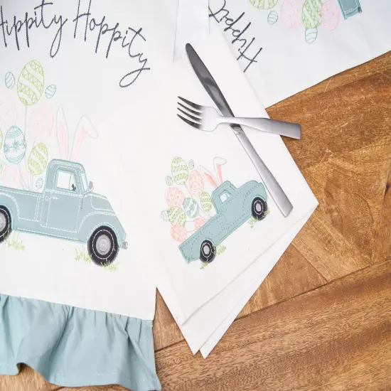 Hippity Hoppity Easter Truck Single Embroidered Cloth Napkin {3}