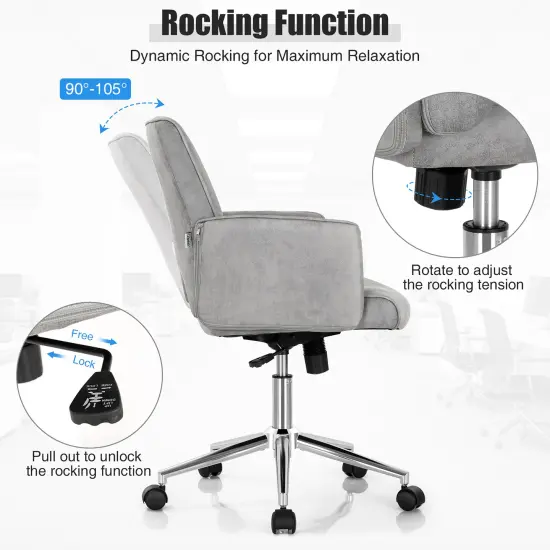 Costway Hollow Mid Back Leisure Office Chair Adjustable Task Chair w/Armrest {6}