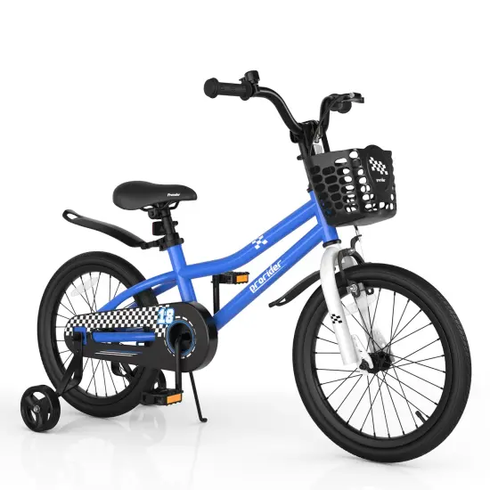 18 Feet Kid's Bike with Removable Training Wheels Navy {3}