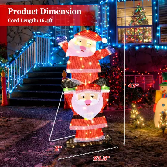 LED Double Santa Yard Christmas Decoration with String Lights and Stakes {4}