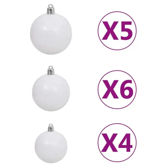 61 Piece White and Gray Christmas Ball Set with 150 LEDs {4}