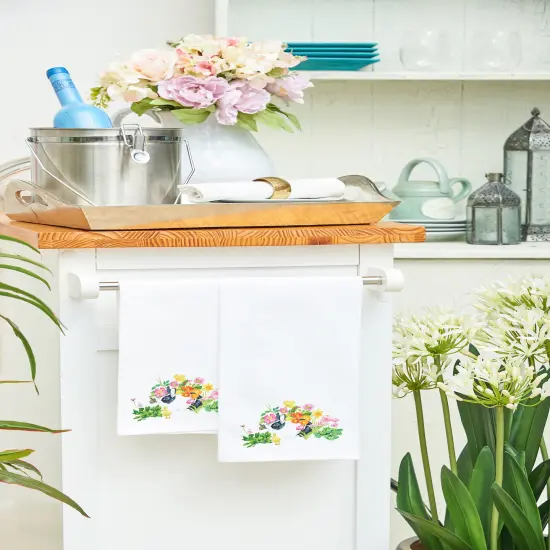 Bunny Rabbit & Duck Chick Printed Easter Spring Theme Kitchen Dishtowel {5}