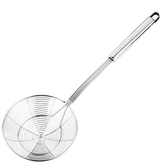Solid Stainless Steel Spider Strainer Skimmer Ladle for Cooking and Frying, Kitchen Utensils Wire Strainer Pasta Strainer Spoon, 5.4 Inch {2}