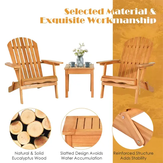 3 Pieces Fold-able Adirondack Chair Set with Widened Armrest {5}