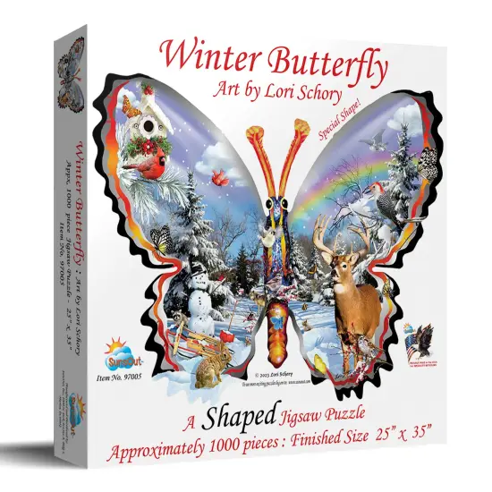 Sunsout Winter Butterfly 1000 pc Special Shape Jigsaw Puzzle 97005 {3}