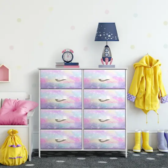 Sorbus Extra Wide Dresser Organizer With 8 Drawers - Large Storage Furniture for Bedroom, Hallway, Living Room, Nursery & Closet Rainbow sparkle {4}