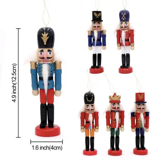 6pcs 12cm Wooden Nutcracker Soldier Christmas Tree Ornaments {4}