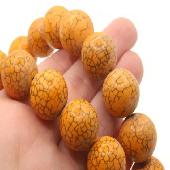 25 17mm Round Dyed Orange Synthetic Turquoise Stone Beads {4}