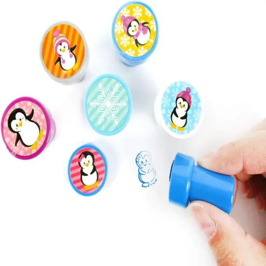 TINYMILLS 12 Pcs Penguin Stamp Kit for Kids Self Inking Stamps Gift Winter Party Favor {4}