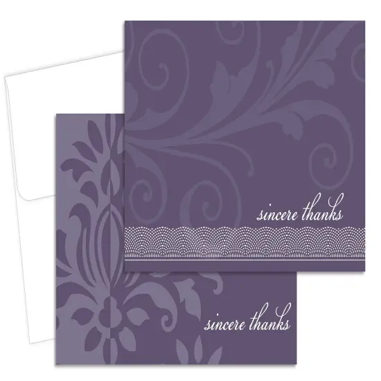 Great Papers! Thank You Note Card and White Envelope, Amethyst Flourish, 4.75" x 3.375"(folded), 24 count {1}