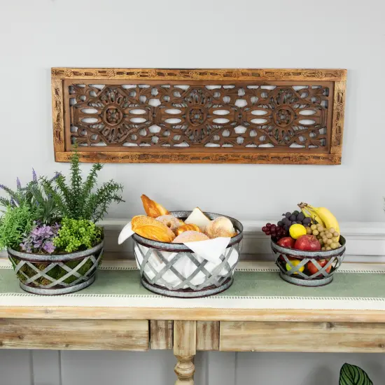 Northlight Set of 3 Metal Woven Nesting Baskets 12.5" Silver {4}