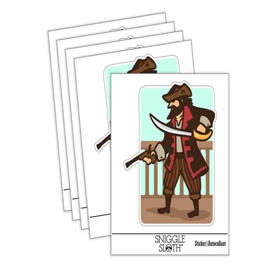Pirate Cutlass Flintlock Pistol Waterproof Vinyl Phone Tablet Laptop Water Bottle Sticker Set - 5 Pack {2}