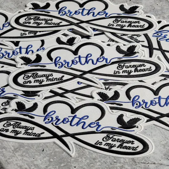 Memorial Infinity Collection: Patch Party Club, "BROTHER" Eternal Remembrance 1-pc, Iron-On Embroidered Patch, Sz 6", Tribute Hono {2}