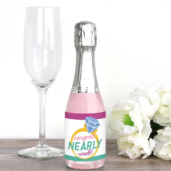 Big Dot of Happiness Just Engaged - Colorful - Mini Wine and Champagne Bottle Label Stickers - Engagement Favor Gift for Women and Men - Set of 16 {3}