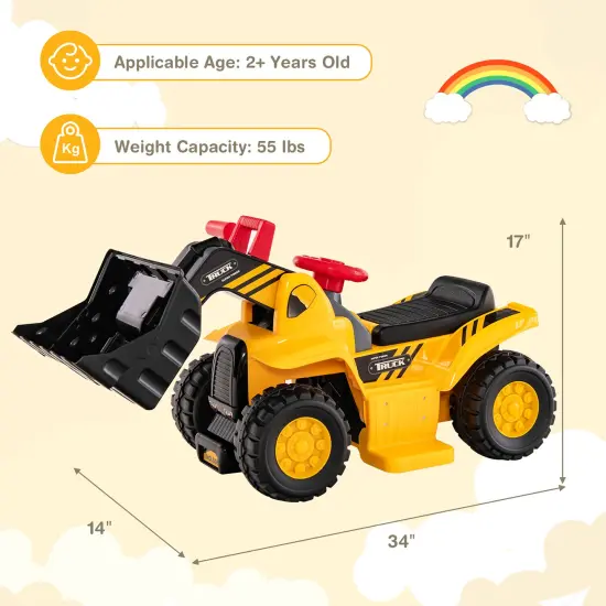 Costway 6V Electric Kids Ride On Bulldozer Pretend Play Truck Toy with Adjustable Bucket {3}