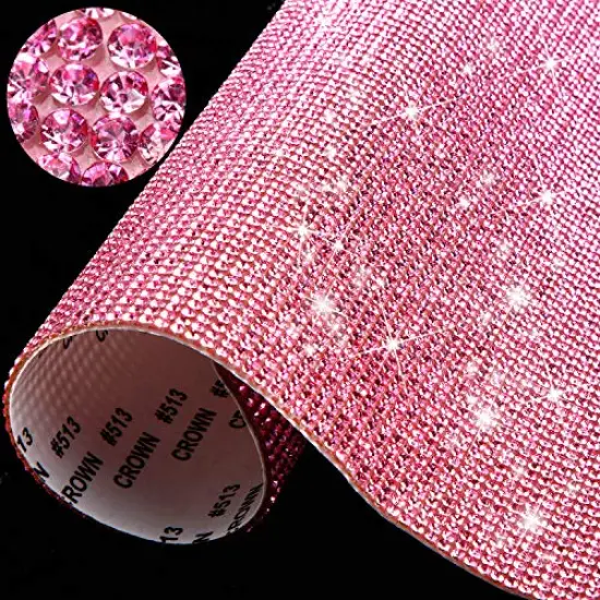 12000 Pieces Bling Bling Rhinestone Sheet Rhinestones Sticker DIY Car Decoration Sticker Self Adhesive Glitter Rhinestones Crystal Gem Stickers for Car Decoration, 9.4 x 7.9 Inch (Pink) {2}