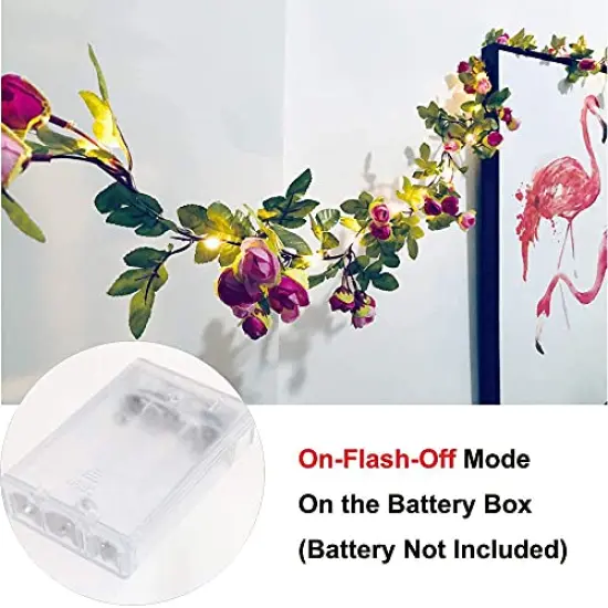 20 LED Rose Flower String Lights 7.2ft Artificial Flower Garland with Fairy Lights Rose Vine Lights for Valentines Day Garden Party Wedding Table Decor Thanksgiving Christmas Decor Lights {5}