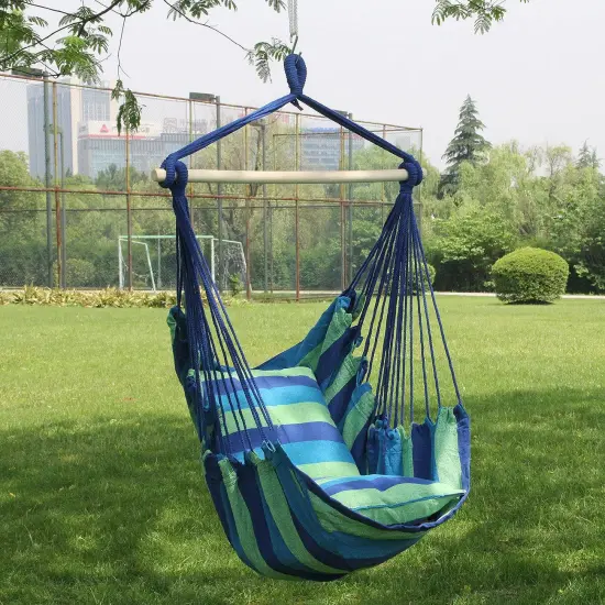 Sorbus Hanging Rope Hammock Chair Swing Seat Blue {2}