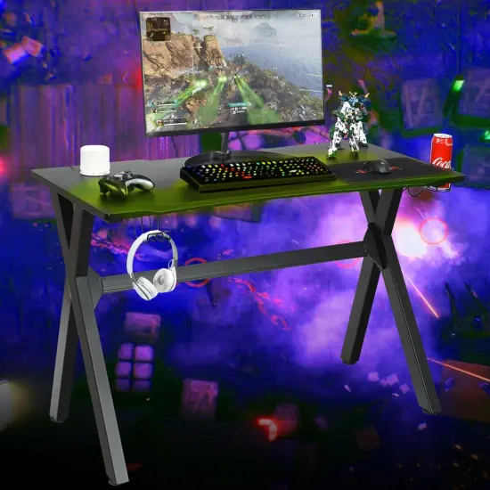Gaming Desk with Mousepad and Cup Headphone Holder {6}