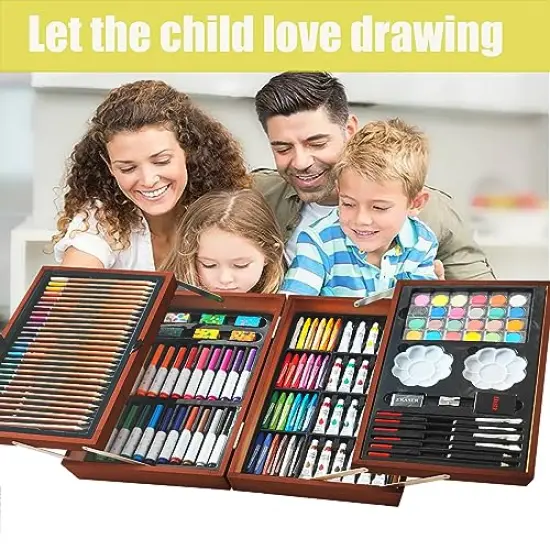 139 Piece Art Sets & Crafts Kit with Sketch Pads, Deluxe Wooden Box for Artist Beginners Girls Boys (Light Brown) {6}