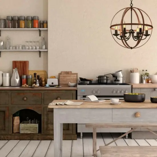 6-Light Orb Chandelier Rustic Vintage Ceiling Lamp {4}