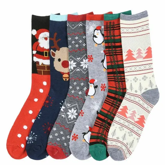 6 Pairs Christmas Crew Socks Winter {2}