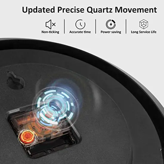 2 Pieces Silent Wall Clock, 10 Inch Non Ticking Quiet Digital Sweep Decorative Battery Operated Wall Clocks for Living Room Bedroom Kitchen School Office Decor, Black {6}