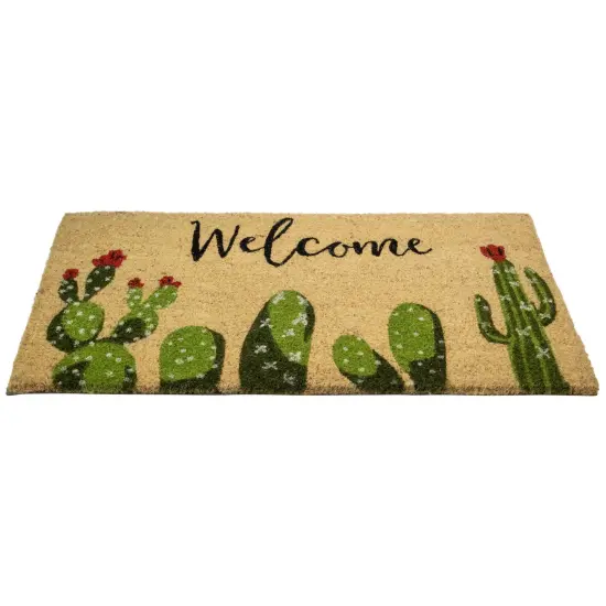Northlight Natural Coir Cactus "Welcome" Outdoor Doormat 18" x 30" Beige {4}