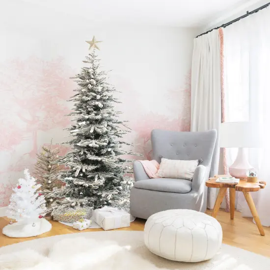 Perfect Holiday Unlit Slim Flocked Christmas Tree {6}