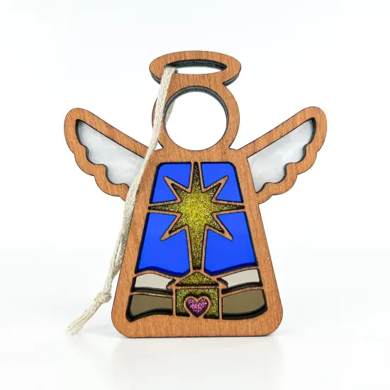 3.5" (H) Christmas Nativity Star of Bethlehem Ornament - Handcrafted in Texas - Mother's Angels® Christmas Angel Wings Figurine {1}