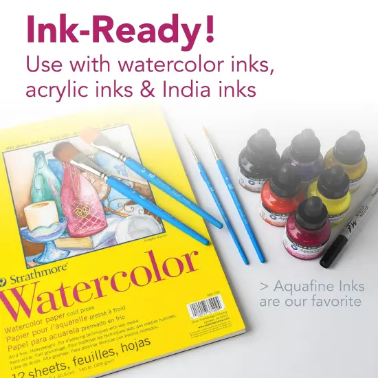 12 Sheets Watercolor Paper Pad, Tape Bound, 11x15 inches, (140lb/300g) - Artist Paper for Adults and Students - Watercolors, Mixed Media, Markers and Art Journaling {1}