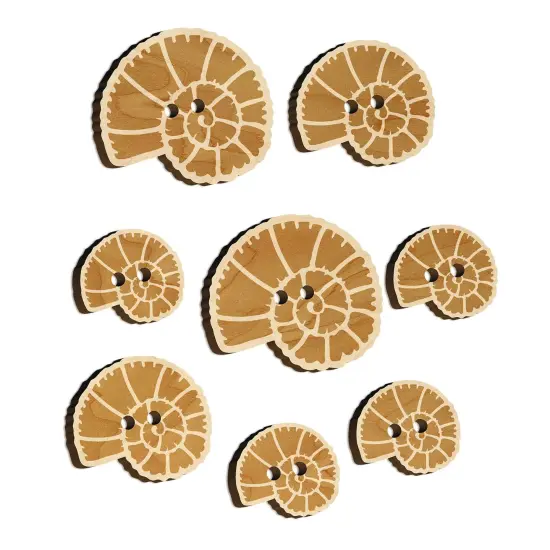 Spiral Ammonite Fossil Marine Mollusk Wood Buttons for Sewing Knitting Crochet DIY Craft {7}