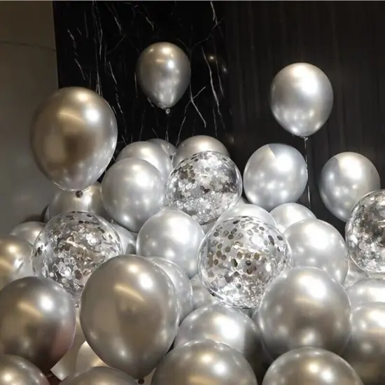 30-Piece White and Silver Latex Balloon Set {2}