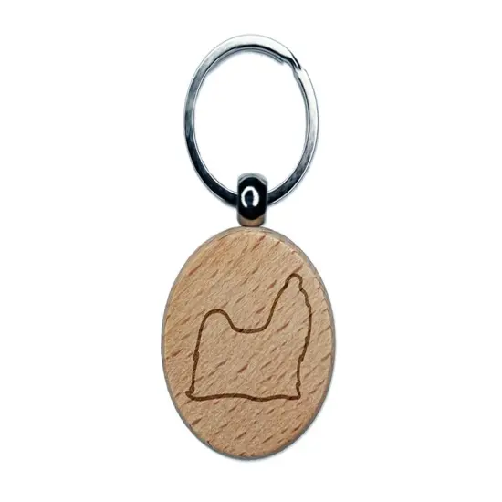 Shih Tzu Dog Outline Engraved Wood Round Keychain Tag Charm {1}