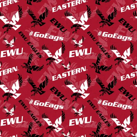 Sykel Enterprises-Eastern Washington University Cotton Fabric-Eastern Washington Eagles Tone On Tone Cotton Quilting Fabric {1}