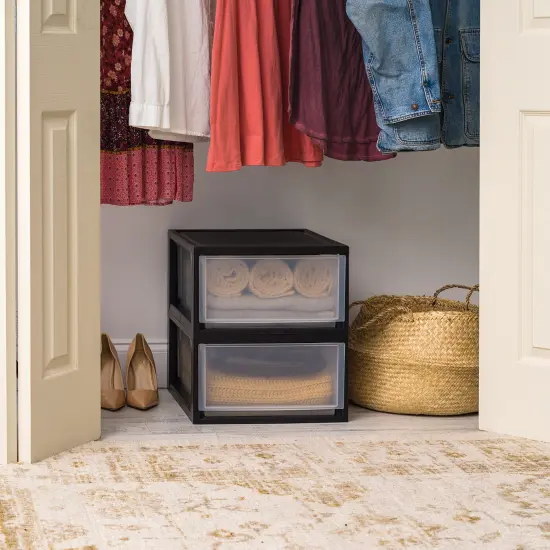 IRIS USA 2 Pack 30qt Plastic Stackable Storage Drawers, Black {4}