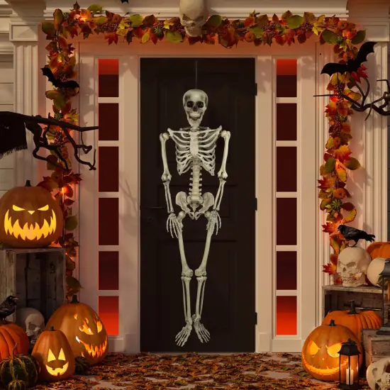 Northlight Life Size Skeleton Halloween Hanging Decoration - 5' Ivory {1}