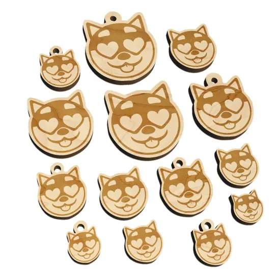 Husky Dog Face Love Heart Eyes Mini Wood Shape Charms Jewelry DIY Craft {7}
