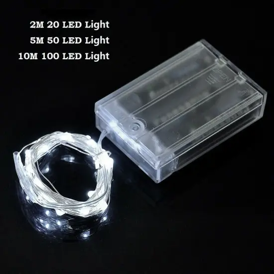 LED String Fairy Lights Copper Wire Battery Powered Waterproof White {3}