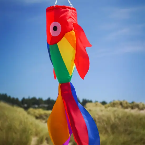 In the Breeze 5208 &mdash; 30-inch Rainbow Damsel Fish Windsock &mdash;Large and Colorful Fishsock with Applique Design {3}