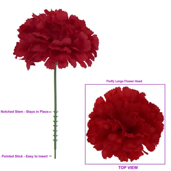 5" Burgundy Carnation Flower Picks - Set of 200, 3.5" Wide Lifelike Silk Blooms, Perfect for Floral Arrangements, Events & D&eacute;cor - Ideal for All Seasons, Floral Home by Artificial Flowers {2}