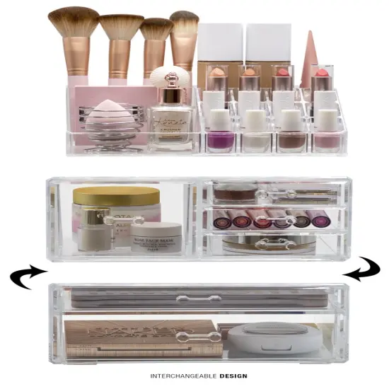 Sorbus Large Clear Makeup Organizer Case - 3 Piece Set {3}