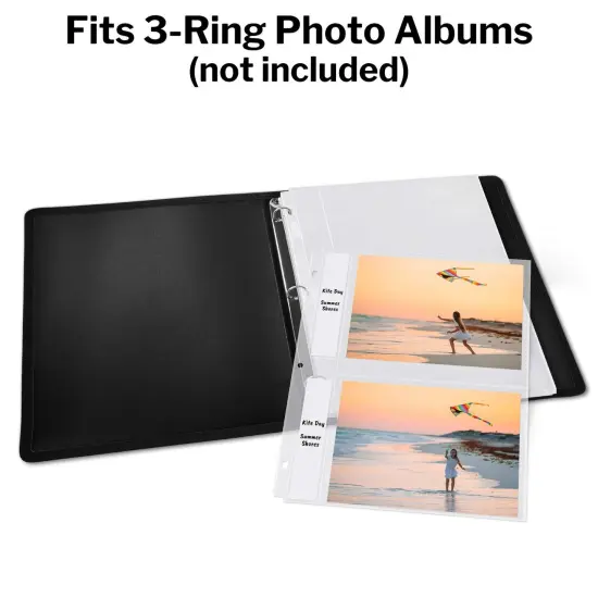 Dunwell Photo Album Refills 5x7 - (25 Pack), for 100 Pictures, Photo Sleeve Inserts for 3-Ring Binder, 2-Pocket Photo Page for 5 x 7 Photographs, Postcards, Recipe Cards {4}