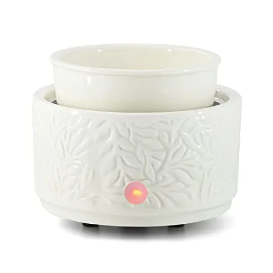 Wax Melt Burner Ceramic 3-in-1 Oil Burner Electric Wax Melter Fragrance Warmer for Home Office Bedroom Aromatherapy Gift& D&eacute;cor (White Leaves) {2}